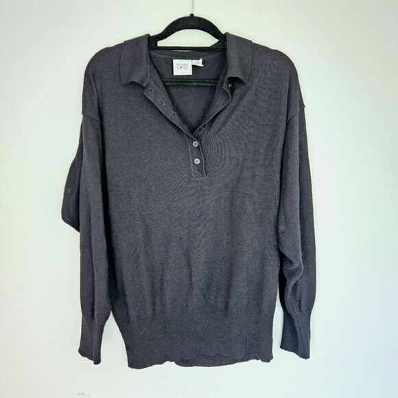 Vintage Oversized Slouchy Black Grandma/Grandpa Cozy Collared Sweater 26/28 3X - Picture 1 of 6